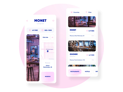 Restaurant finder app animation app booking design food map mobile restaurant search ui