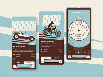 Rent app concept animation application bike buggy interface mobile rent ui
