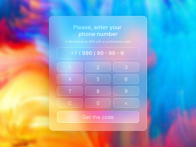 glassmorphism form phone number enter for terminal number numpad phone