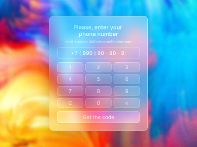 glassmorphism form phone number enter for terminal number numpad phone