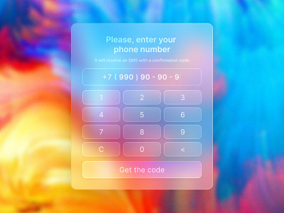 glassmorphism form phone number enter for terminal