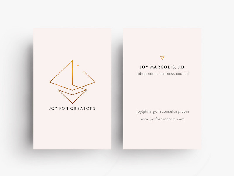 Business Card Design for Joy For Creators graphic designer graphic design business card branding card application minimalist triangles logo