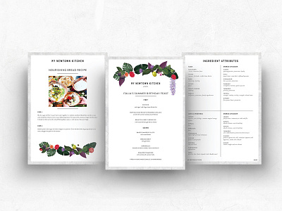 Menu & layout designs for My Newtown Kitchen branding food graphic design graphic designer illustration illustrator logo menu nature plants print publication