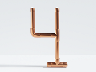 36 days of type - 4 36days 36daysoftype 3d blender copper design four illustration