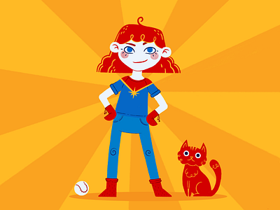 Little Captain Marvel flat illustration marvel primary colors procreate procreate app woman womans day