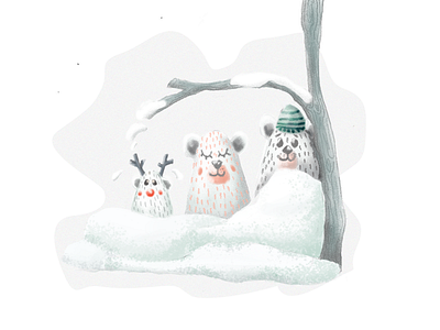 Bears family bears digital art digital painting illustration snow winter