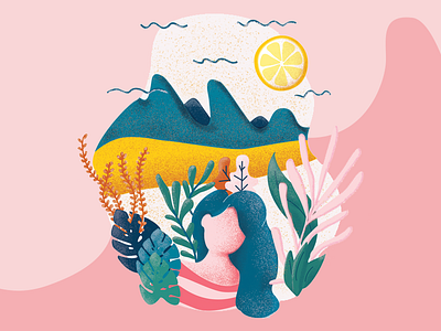 Summer vibe art contest digital illustration kabinet lemon painting pink summer