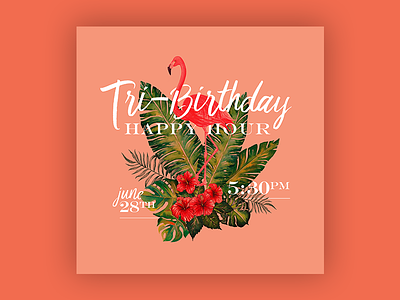Tri-Birthday Happy Hour - Save The Date design graphic design invitation layout print typography