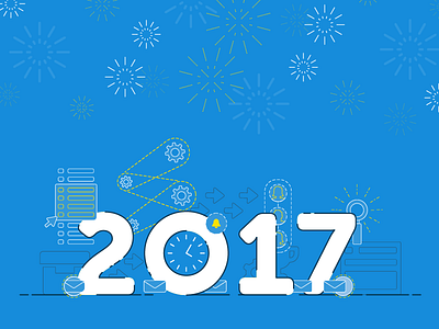 2017 2017 blue fireworks flat illustration line new year new years eve office people