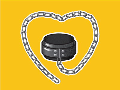 Collar Heart bdsm chain collar drawing heart illustration kinky sex vector yellow