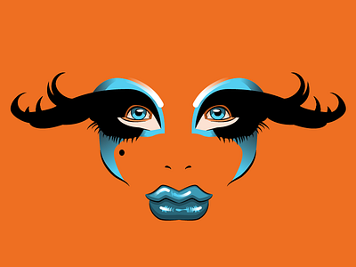 Imp Queen clean drag queen eyes flat illustration make up minimal person portrait vector