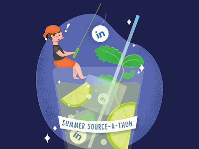 Summer Source-a-thon cocktails illustration linkedin vector
