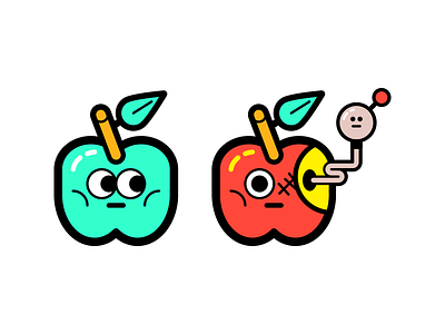 juice boys 2d apple character fruit game green illustrator juicy red vector worm