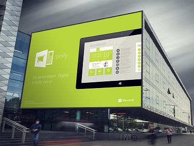 Microsoft Unify Campaign ad advertisement app billboard conceptual green microsoft outdoor ad surface ui design unify windows