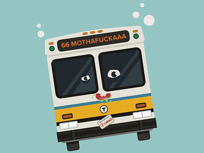 66 Bus bus drunk illustration mbta