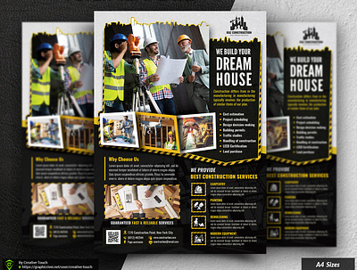 Construction flyer template advert architecture builder building business construction ad template construction company poster construction poster design contractor flyers engineering equipment flyer flyer design general construction flyer handout handyman heavy improvement industrial leaflet