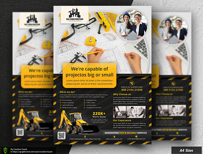 Construction Flyer advert architecture builder building business construction ad template construction company poster construction poster design contractor flyers engineering equipment flyer flyer design general construction flyer handout handyman heavy improvement industrial leaflet