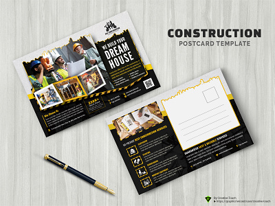 Construction Postcard Templates advert architecture builder building business company construction construction flyer engineering equipment flyer handout handyman hardware heavy home improvement industrial leaflet machinery