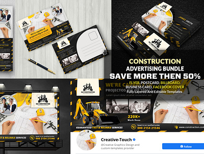 Construction Advertising Bundle advert architecture builder building business construction billboard contraction ad bundle engineering equipment handout handyman heavy improvement industrial leaflet machinery marketing material real estate