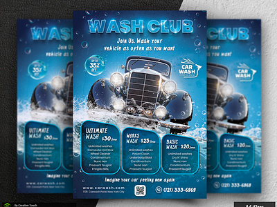 Car Wash Flyer advertising auto clean auto detailing business car care car cleaning car polish car post banner car wash car wax carwash corporate design equipment facebook fb flyer