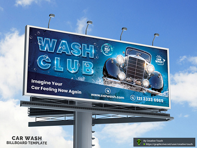 Car Wash Billboard template advertising auto clean auto detailing banner banners billboard billboard template business car car care car cleaning car polish car wash car wash billboard car wax care carwash corporate design equipment