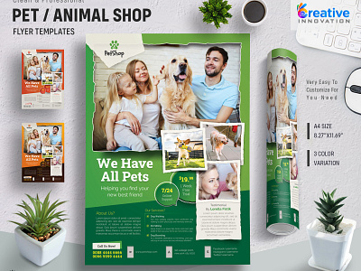 Pet Shop Flyer Template cat dog green green pet flyer pet ad pet flyer pet food petshop