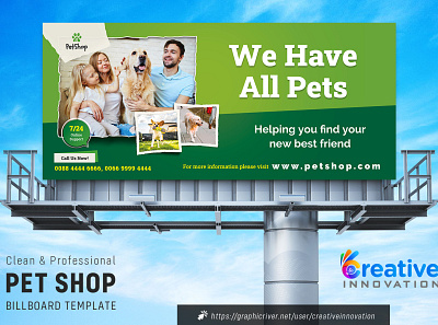 Pet Shop Billboard Template green green pet billboard pet banner pet billboard pet signage