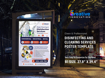 Disinfecting and Cleaning Services Poster cleaning billboard cleaning flyer cleaning poster cleaning service coronavirus disinfection