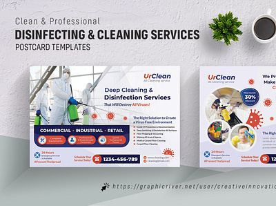 Disinfecting and Cleaning Services Postcard cleaning service flyer cleaning service postcard