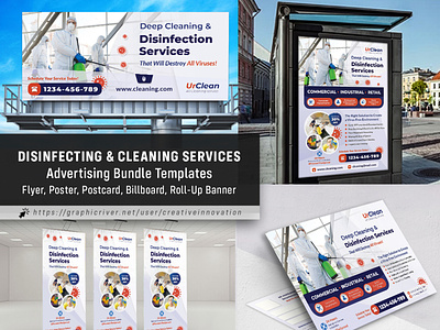 Disinfecting and Cleaning Services Advertising Bundle ad bundle bacteria carpet cleaning cleaning cleaning banner cleaning billboard cleaning business cleaning flyer coronavirus covid 19 dirty clean