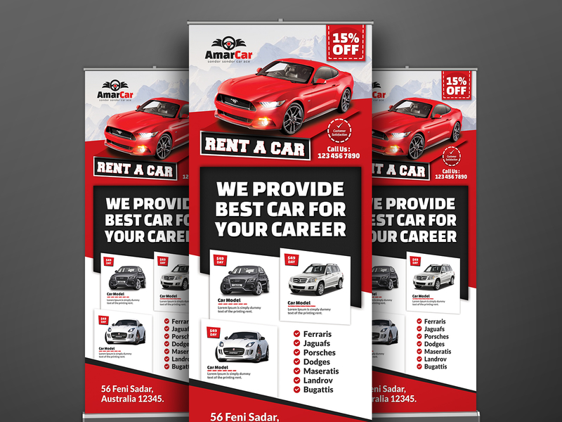 Rent a Car Roll Up Banner by Creative Touch on Dribbble