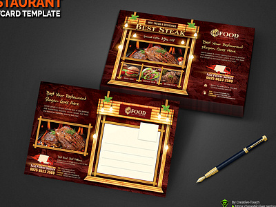 Restaurant Postcard Templates ad bar bread bundle burger cafe calories chicken cow delicious fast services food fruit fruits grill hamburger home services organic pizza restaurant