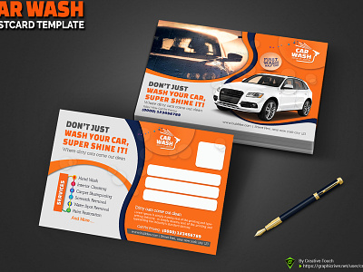 Car Wash Postcard Template