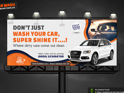 Car Wash Billboard Template auto detailing banners billboard business car car ad car billboard car care car cleaning car polish car signage