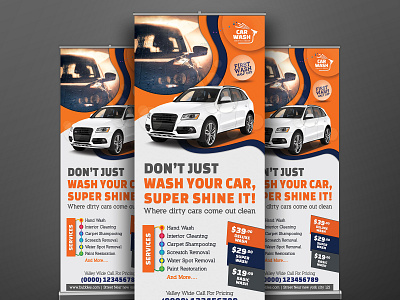 Car Wash Roll-Up Banner advertising auto clean auto detailing banner banners business car car ad car care car cleaning car polish car wash car wax care