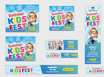 Kids Summer Camp Web Banner activity ad banner ads banners boy camp child class college corporate cover education facebook fb ads fun future holiday junior kid