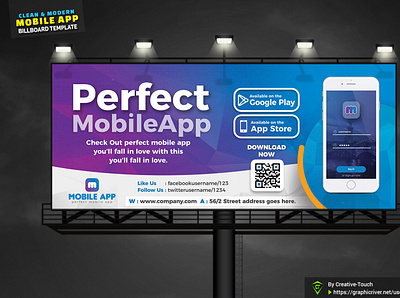 Mobile App Billboard Template ad advertising android app application banners billboard commerce developer galaxy ios iphone location billboard mobile mobile app banner outdoor