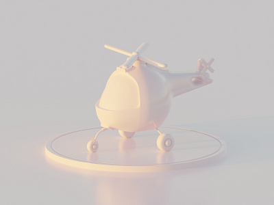 XS Heli 3d blender clay helicopter render sunset tiny