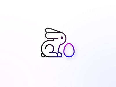 Easter Bunny And His Egg bunny cute easter egg icon line design logo minimalist