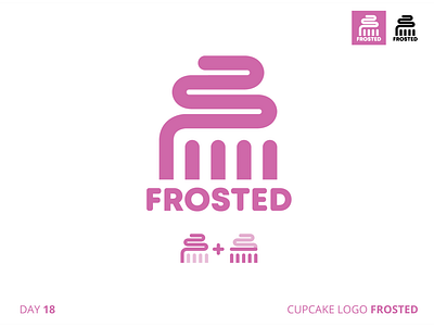 FROSTED - Cupcake logo 50 day challenge 50dlc branding cupcake illustration lines logo logol pink