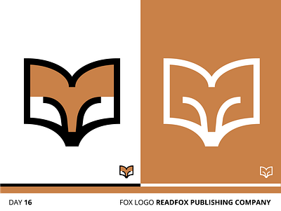 Daily Logo Challenge 16/50 - ReadFox 50 day challenge book fox logo orange publishing white