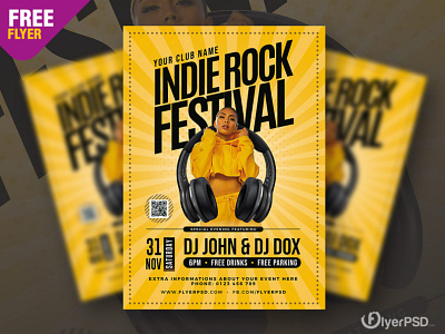 Indie Rock Music Event Flyer PSD event flyer flyer flyer psd free free flyer free psd graphic design indie rock music party event party flyer photoshop poster psd psd flyer rock music party
