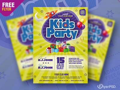 Kids Party Flyer PSD Template birthday flyer flyer flyer psd free flyer free psd freebie kids party kids party flyer party flyer photoshop psd psd flyer