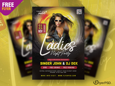 Ladies Night Party Flyer PSD Template flyer flyer psd free free flyer free psd ladies night night party party flyer photoshop psd psd flyer