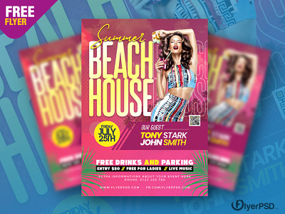 Summer Beach House Party Flyer PSD beach house flyer flyer psd free free flyer free psd freebie party flyer party flyers photoshop psd psd flyer psd flyers template
