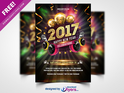 New Year 2017 Party Flyer Free PSD 2017 flyer flyer psd free free psd freebie freepsd happy new year nye nye 2017 poster psd