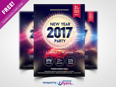 New Year 2017 Party Flyer Template Free PSD 2017 flyer flyer psd free free psd freebie freepsd happy new year nye nye 2017 poster psd