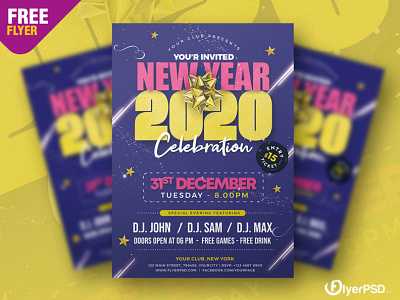 New Year 2020 Party Flyer PSD 2020 flyer flyer psd free free flyer free psd freebie freepsd new year 2020 new year eve new year party new year party flyer party flyer poster psd psd flyer template