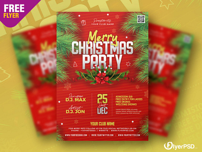 Merry Christmas Party Flyer PSD