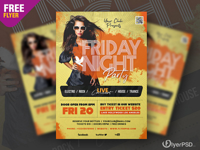 Friday Night Music Party Flyer PSD club party flyer flyer flyer psd free free psd freepsd friday night friday night party friday party party flyer psd flyer template